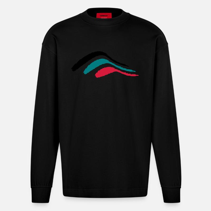 stripe brush_vec_3 de - Heavyweight Oversized Organic Langarmshirt Made in EU - SOLID BLACK