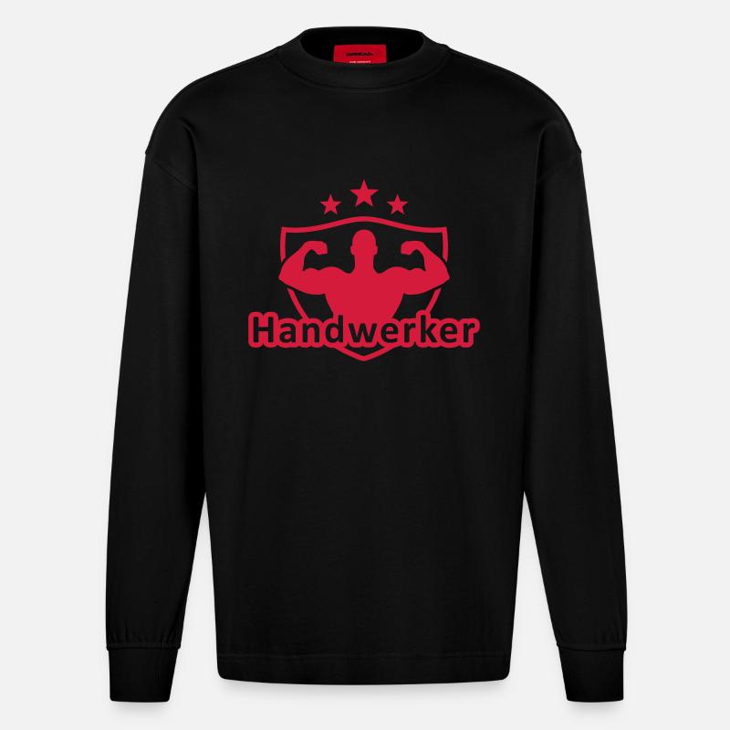 Handwerker - Heavyweight Oversized Organic Langarmshirt Made in EU - SOLID BLACK