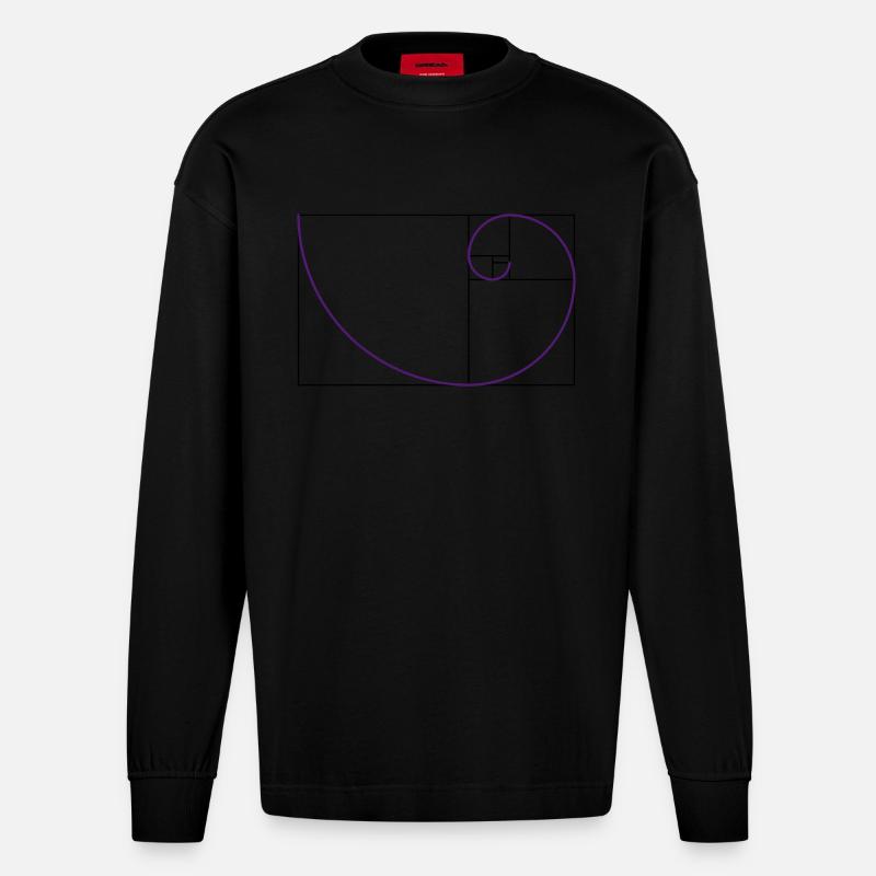 fibonacci, der Goldene Schnitt - Heavyweight Oversized Organic Langarmshirt Made in EU - SOLID BLACK