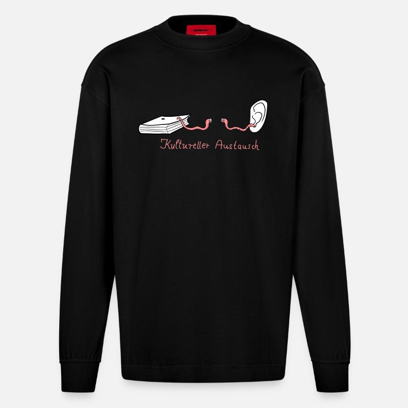 Kultureller Austausch - Heavyweight Oversized Organic Langarmshirt Made in EU - SOLID BLACK