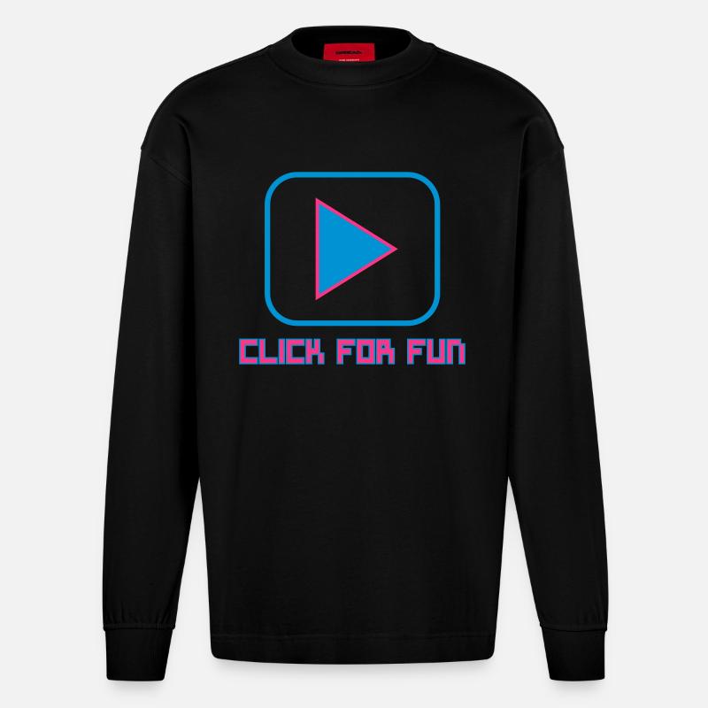 CLICK FOR FUN V1 - Heavyweight Oversized Organic Langarmshirt Made in EU - SOLID BLACK
