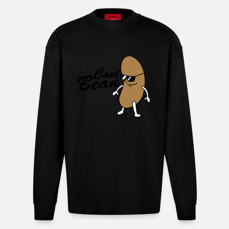 Cool Bean Boss - Heavyweight Oversized Organic Langarmshirt Made in EU - SOLID BLACK