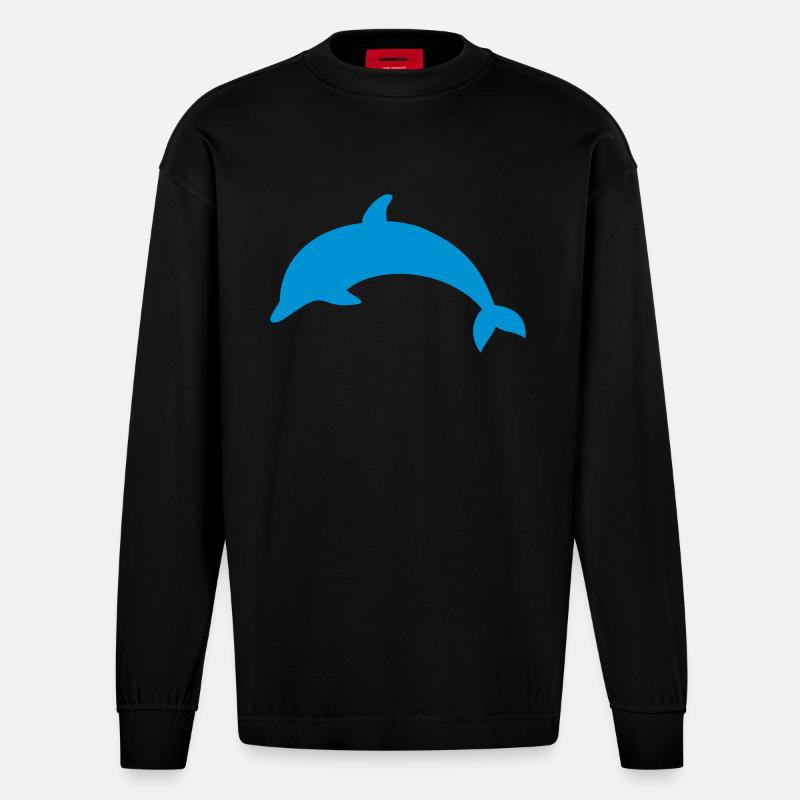 Delfin - Heavyweight Oversized Organic Langarmshirt Made in EU - SOLID BLACK