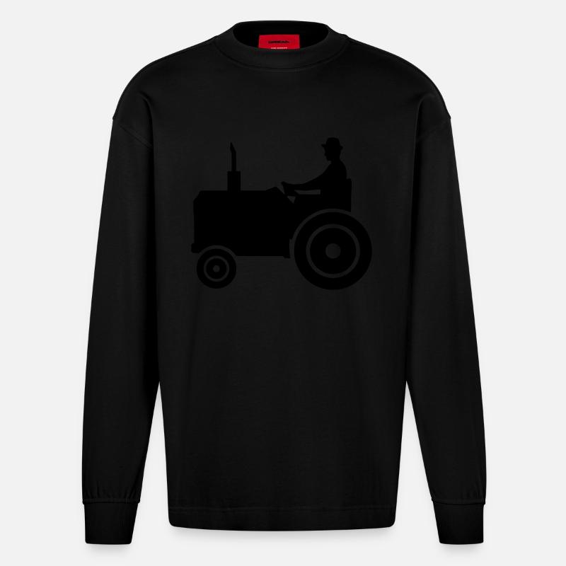 Traktor - Heavyweight Oversized Organic Langarmshirt Made in EU - SOLID BLACK