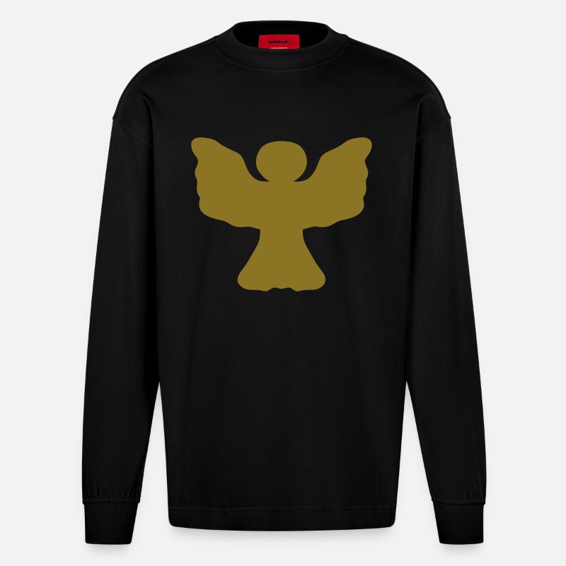 Engel - vollflächig - Heavyweight Oversized Organic Langarmshirt Made in EU - SOLID BLACK