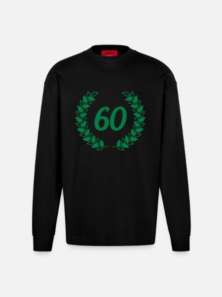 sixtieth 60th 60 birthday - Heavyweight Oversized Organic Longsleeve Shirt Made in EU - SOLID BLACK
