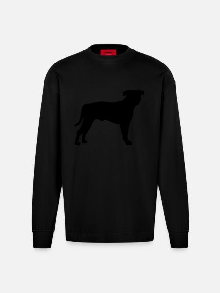 Staffordshire Terrier - Heavyweight Oversized Organic Longsleeve Shirt Made in EU - SOLID BLACK