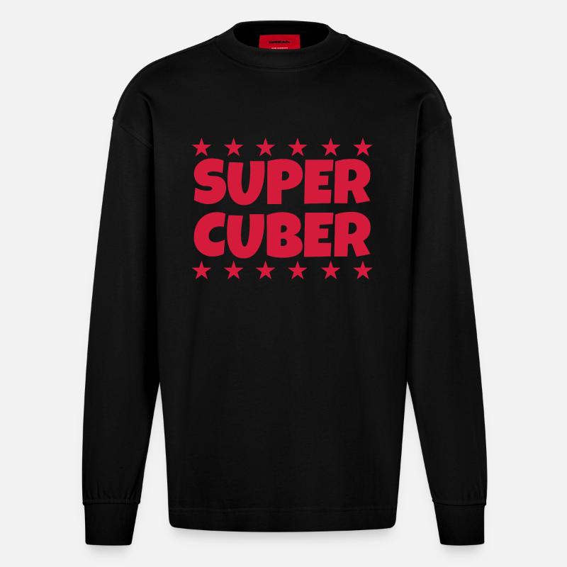 Cubing / Cube / Cuber / Speedcubing - Heavyweight Oversized Organic Langarmshirt Made in EU - SOLID BLACK