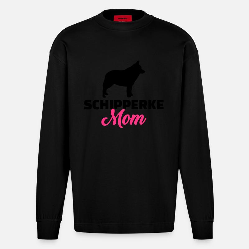 Schipperke - Heavyweight Oversized Organic Langarmshirt Made in EU - SOLID BLACK