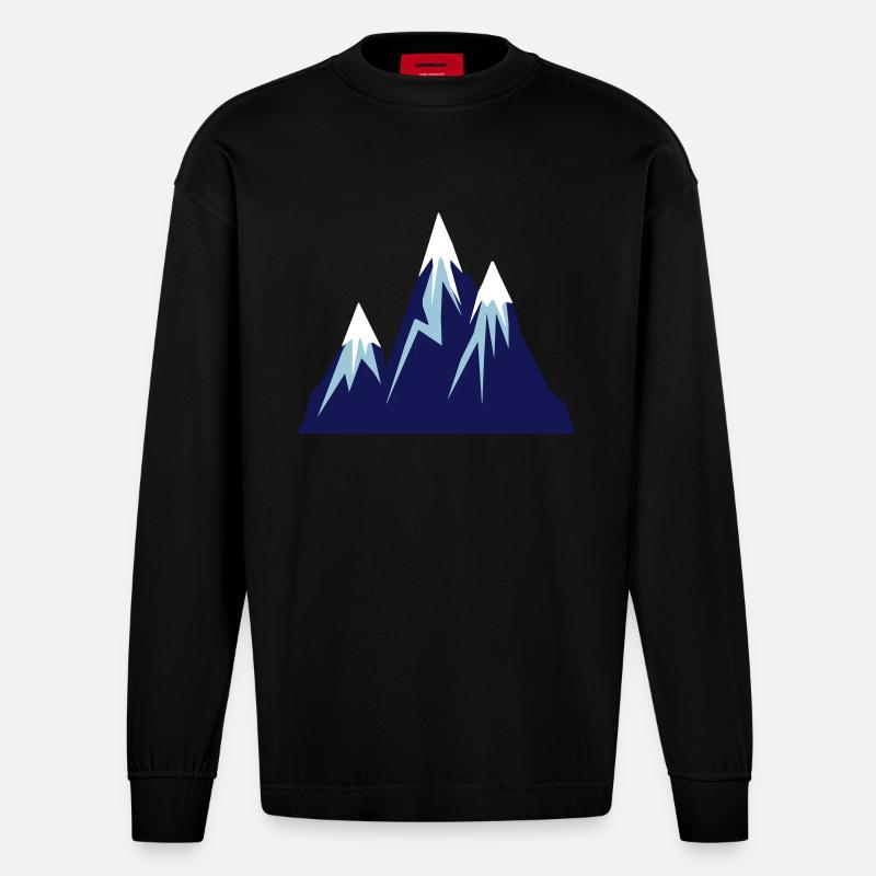 mountains comic - Heavyweight Oversized Organic Langarmshirt Made in EU - SOLID BLACK