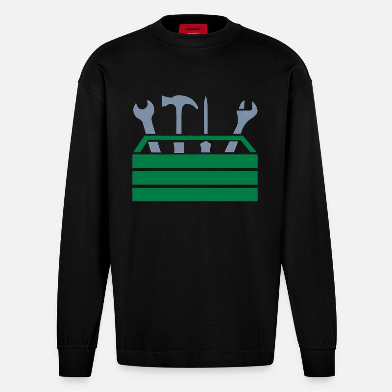 Tool Workshop Tool Box - Heavyweight Oversized Organic Longsleeve Shirt Made in EU - SOLID BLACK