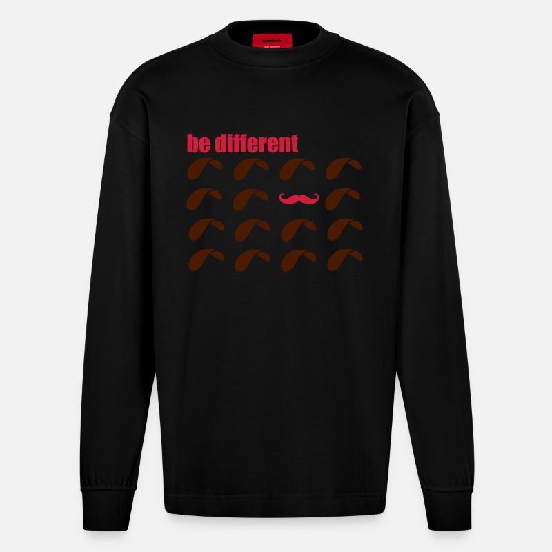 Moustache-be different, Paragliding und Soaring - Heavyweight Oversized Organic Langarmshirt Made in EU - SOLID BLACK