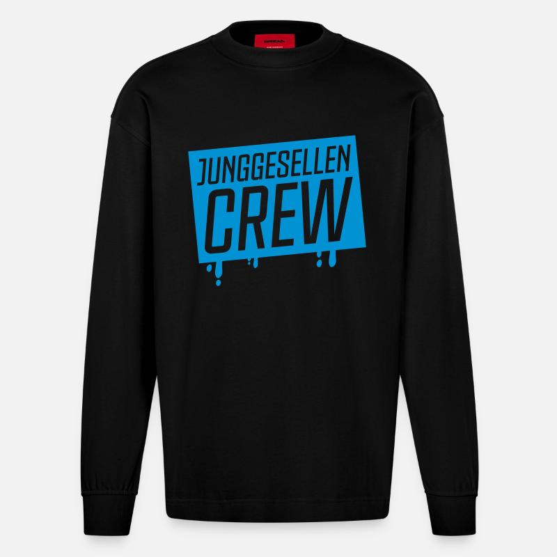 junggesellen crew - Heavyweight Oversized Organic Langarmshirt Made in EU - SOLID BLACK