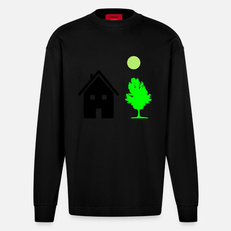 haus baum - Heavyweight Oversized Organic Langarmshirt Made in EU - SOLID BLACK