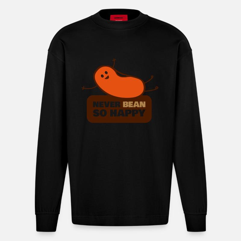 Never Bean So Happy - Heavyweight Oversized Organic Longsleeve Shirt Made in EU - SOLID BLACK