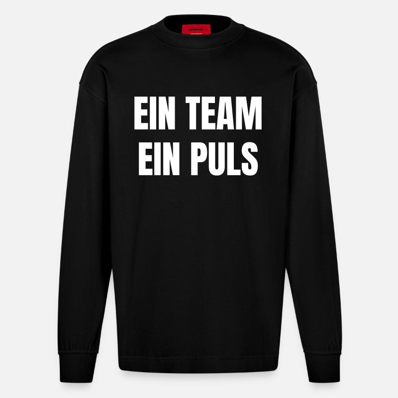 One team, one pulse. - Heavyweight Oversized Organic Longsleeve Shirt Made in EU - SOLID BLACK