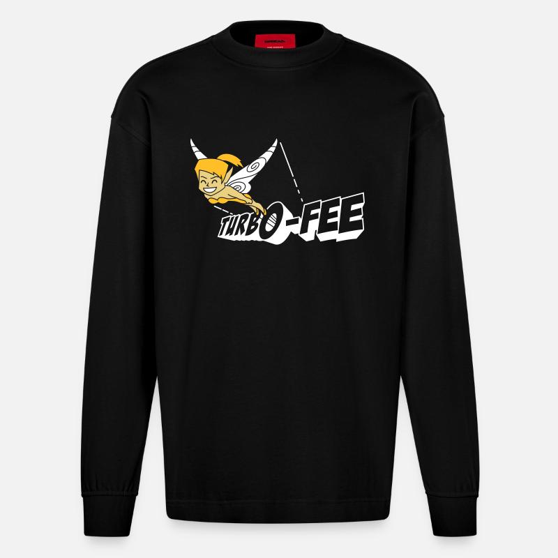 Turbo-Fee - Manches longues bio épais oversize fabriqué en UE - SOLID BLACK