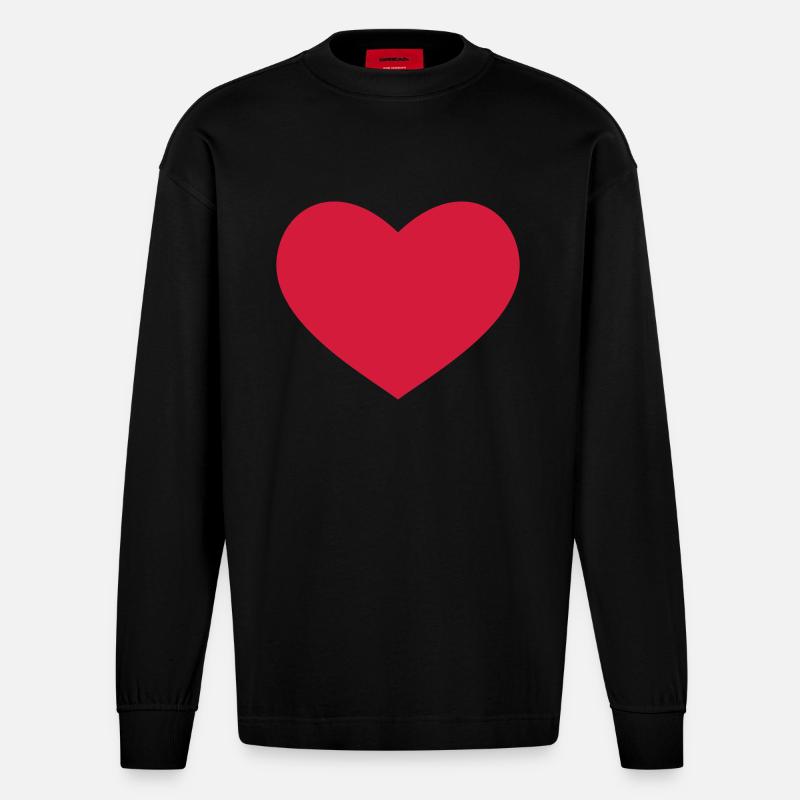 Heart - Manches longues bio épais oversize fabriqué en UE - SOLID BLACK