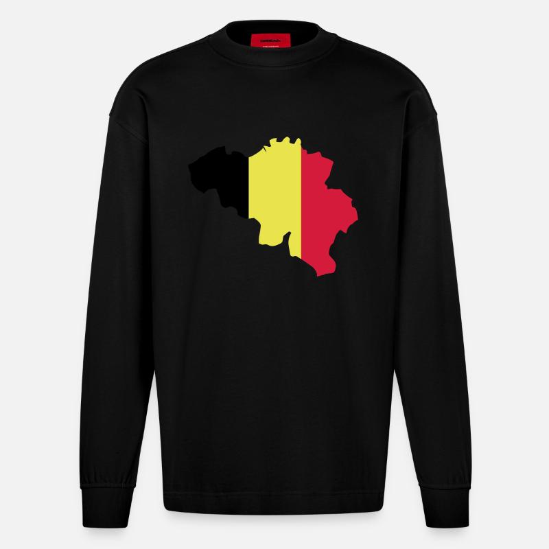 Belgien - Heavyweight Oversized Organic Langarmshirt Made in EU - SOLID BLACK