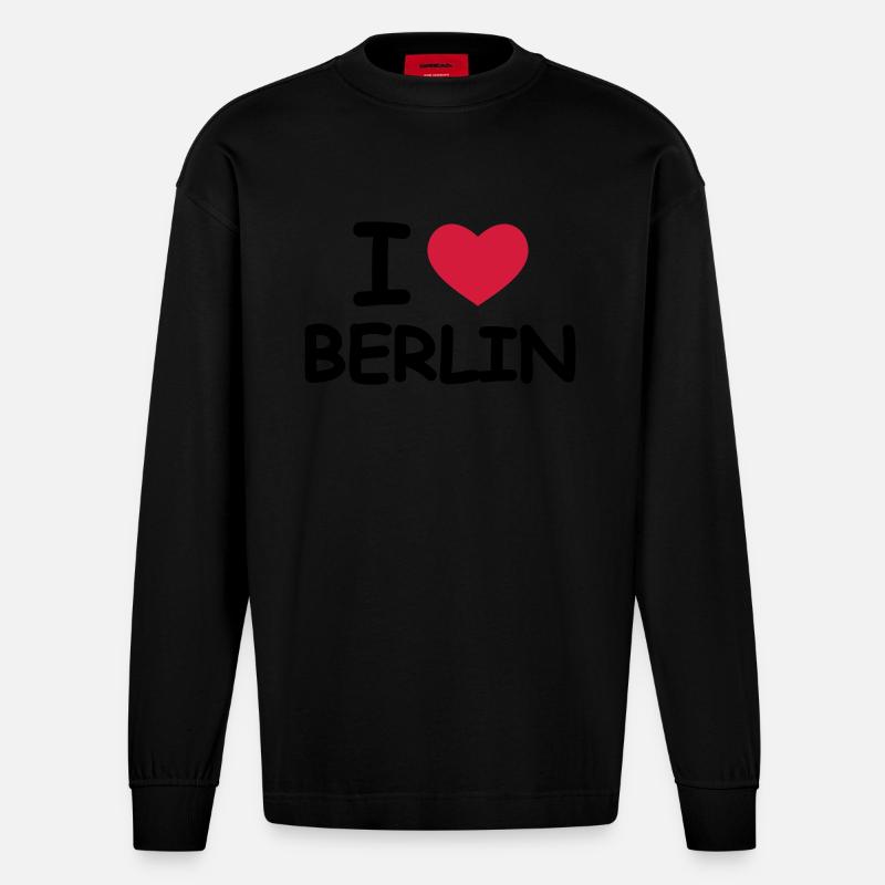 I Love Berlin - Heavyweight Oversized Organic Langarmshirt Made in EU - SOLID BLACK