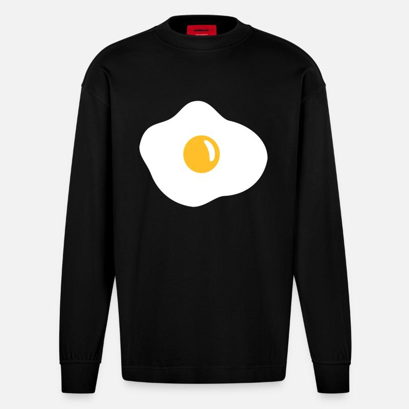 Oeuf sur le plat - Manches longues bio épais oversize fabriqué en UE - SOLID BLACK