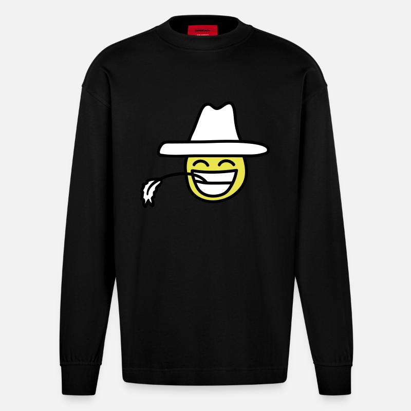 cowboy_smiley - Heavyweight Oversized Organic Langarmshirt Made in EU - SOLID BLACK