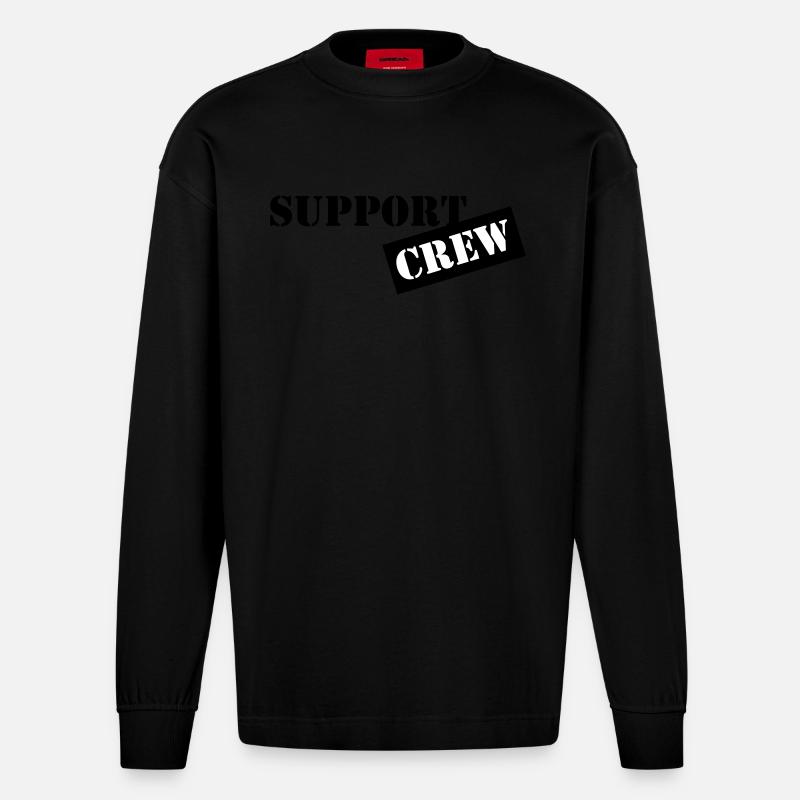 support crew - Heavyweight Oversized Organic Langarmshirt Made in EU - SOLID BLACK