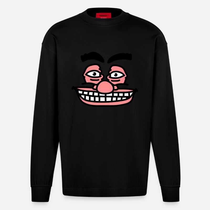 scary_face - Heavyweight Oversized Organic Langarmshirt Made in EU - SOLID BLACK