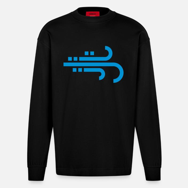 windig, Wind, Symbol, Icon - Heavyweight Oversized Organic Langarmshirt Made in EU - SOLID BLACK