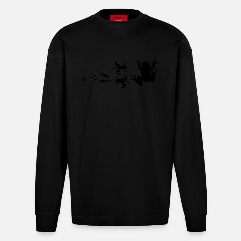 Fröschen_evolution - Heavyweight Oversized Organic Langarmshirt Made in EU - SOLID BLACK
