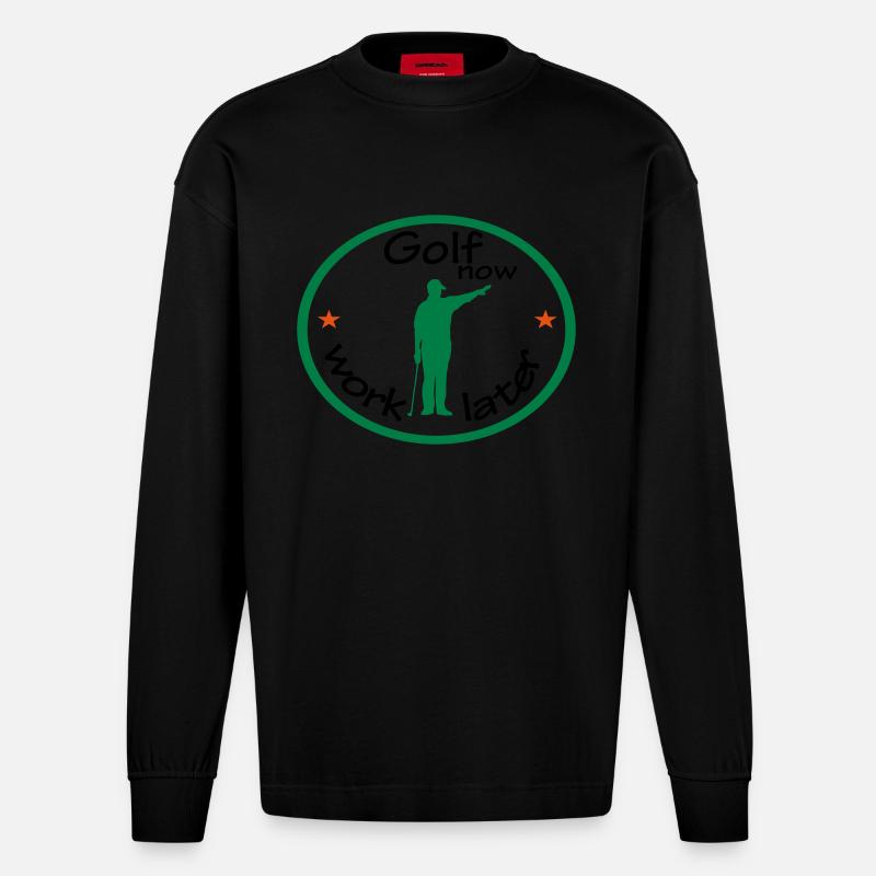 golf - Heavyweight Oversized Organic Langarmshirt Made in EU - SOLID BLACK