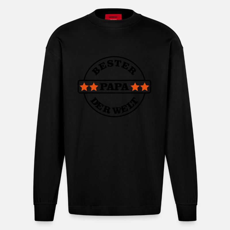 Bester Papa der Welt - Heavyweight Oversized Organic Langarmshirt Made in EU - SOLID BLACK