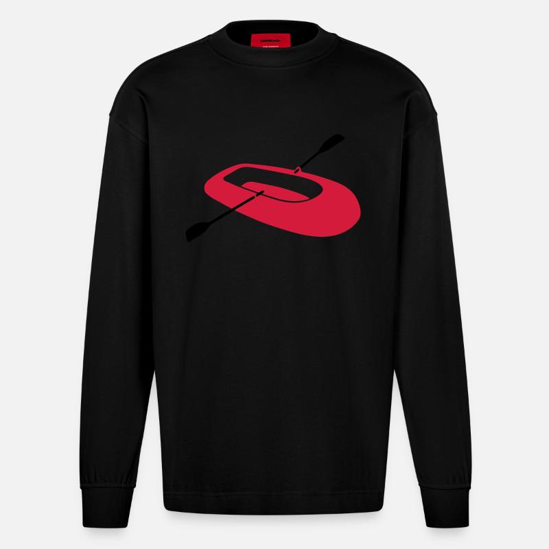 Schlauchboot - V2 - Heavyweight Oversized Organic Langarmshirt Made in EU - SOLID BLACK