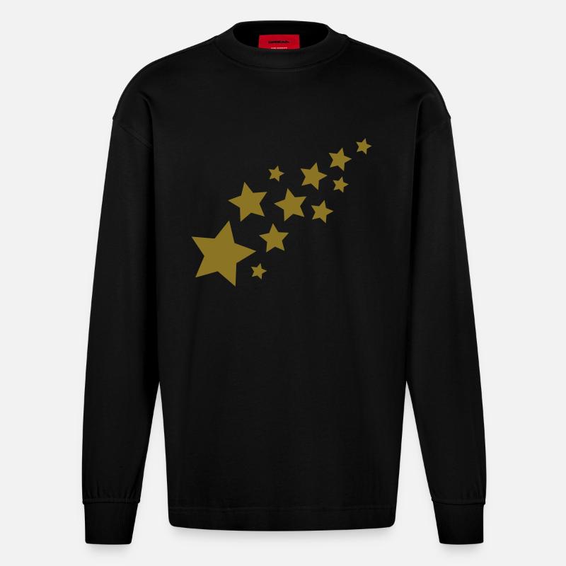 Etoiles - Manches longues bio épais oversize fabriqué en UE - SOLID BLACK