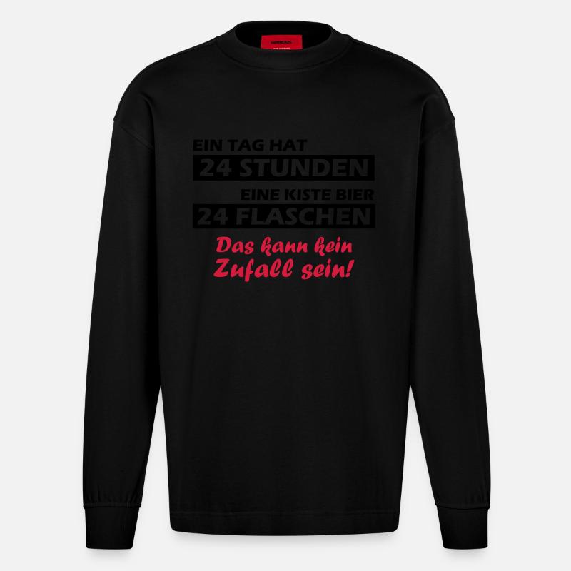 24 Flaschen bier - Heavyweight Oversized Organic Langarmshirt Made in EU - SOLID BLACK