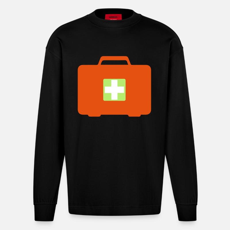 Erste Hilfe Koffer - Heavyweight Oversized Organic Langarmshirt Made in EU - SOLID BLACK