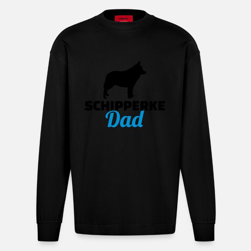 Schipperke - Manches longues bio épais oversize fabriqué en UE - SOLID BLACK