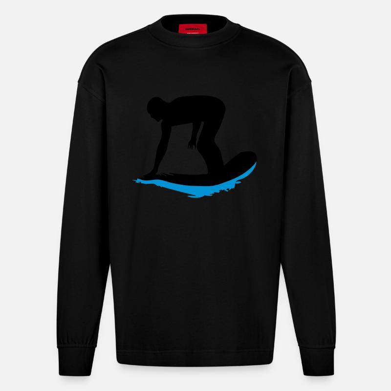 surfer_2 - Manches longues bio épais oversize fabriqué en UE - SOLID BLACK