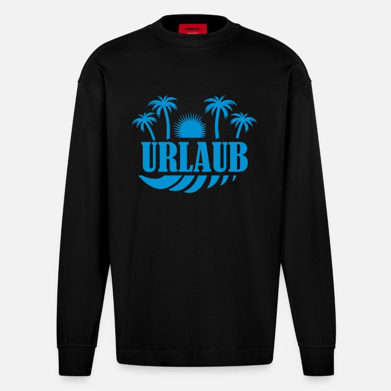 urlaub_001 - Heavyweight Oversized Organic Langarmshirt Made in EU - SOLID BLACK