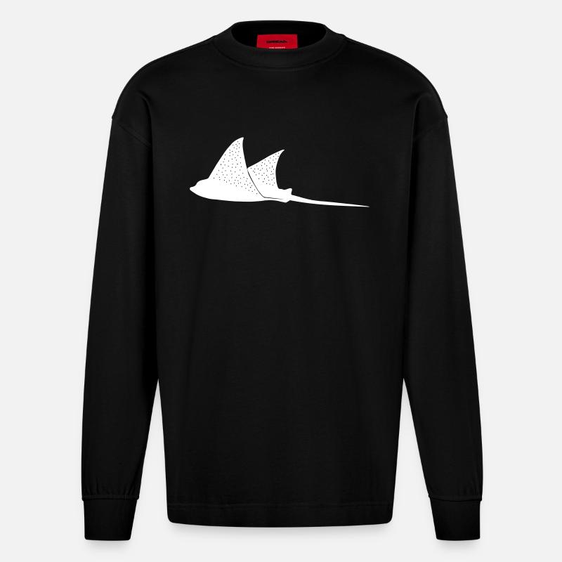 Adlerrochen im Modus Flug - Heavyweight Oversized Organic Langarmshirt Made in EU - SOLID BLACK