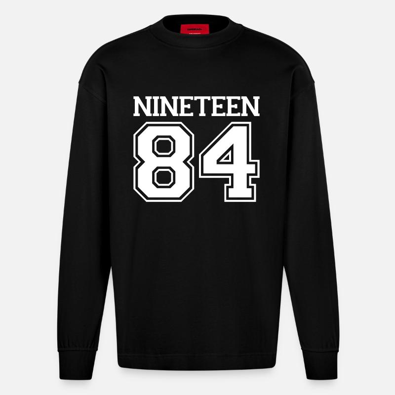 1984 - Heavyweight Oversized Organic Langarmshirt Made in EU - SOLID BLACK
