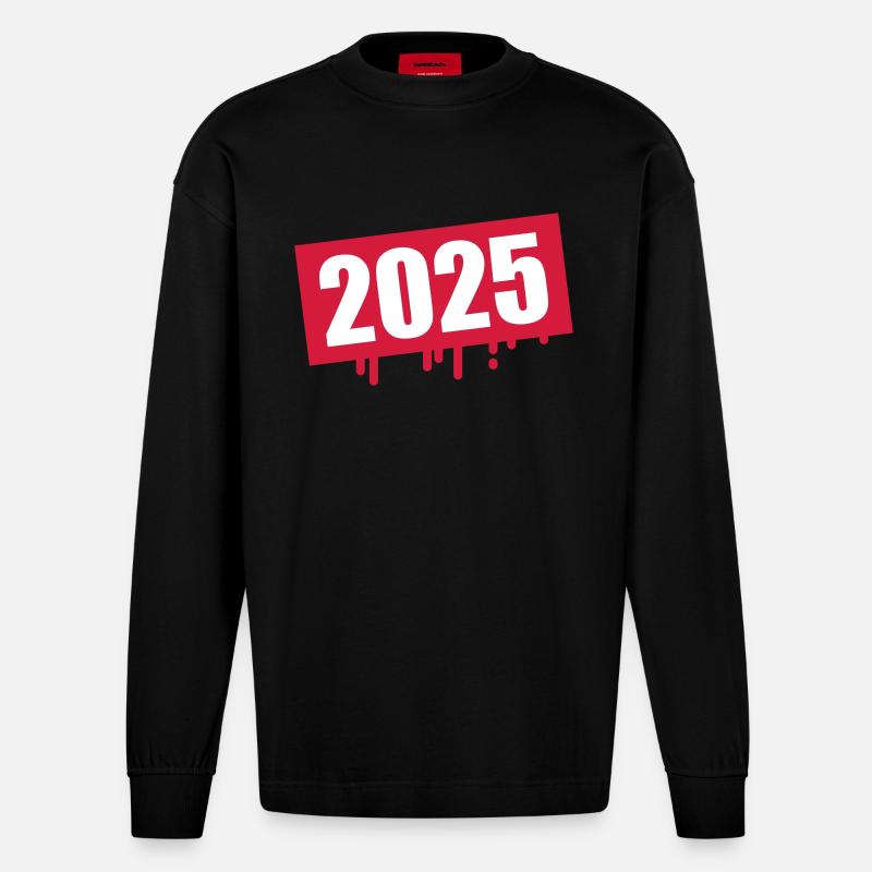 2025 Année Klecks - Manches longues bio épais oversize fabriqué en UE - SOLID BLACK
