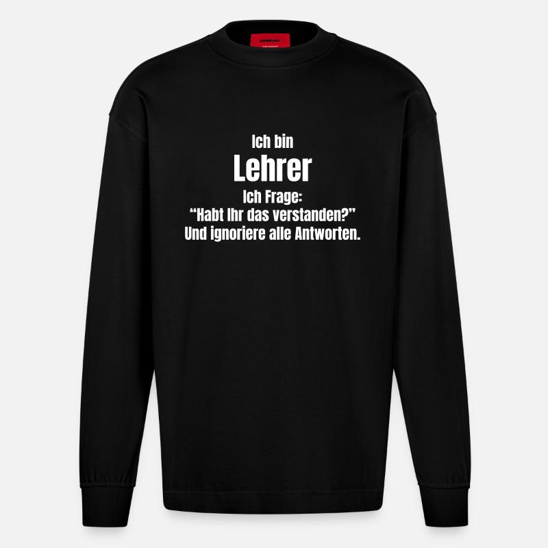 Lehrer - Heavyweight Oversized Organic Langarmshirt Made in EU - SOLID BLACK