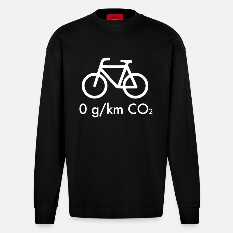 Fahrrad CO2 - Heavyweight Oversized Organic Langarmshirt Made in EU - SOLID BLACK