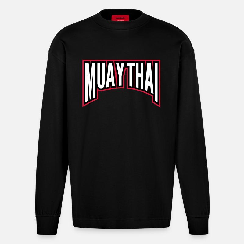 muay thai - Heavyweight Oversized Organic Langarmshirt Made in EU - SOLID BLACK