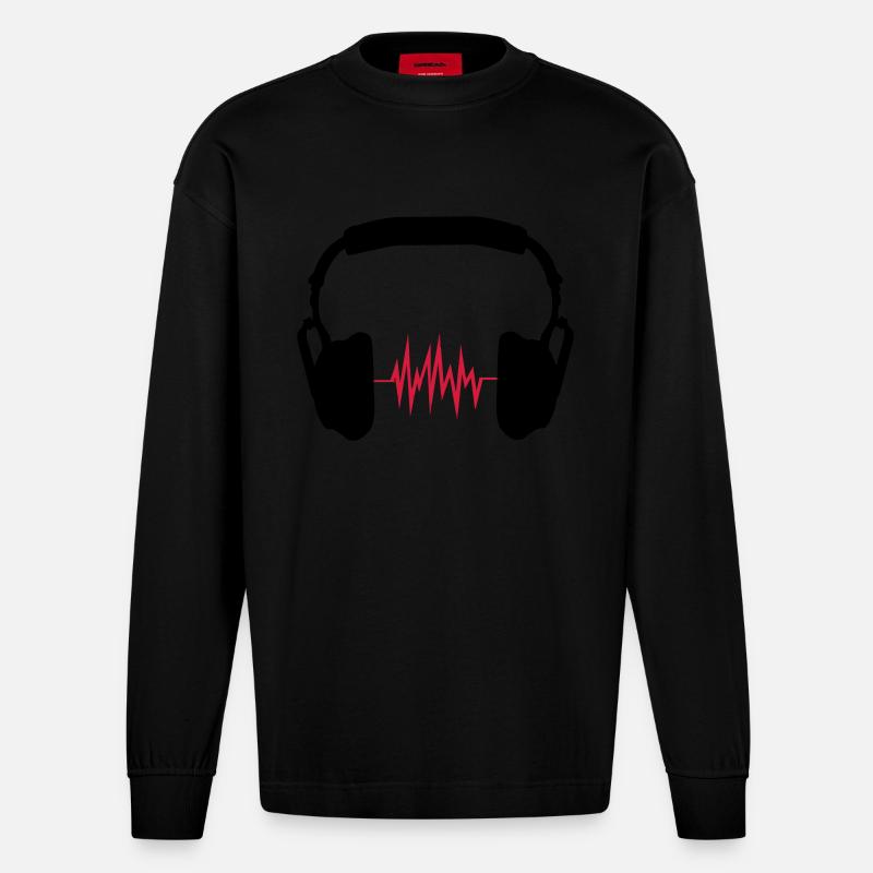 Kopfhörer - Heavyweight Oversized Organic Langarmshirt Made in EU - SOLID BLACK