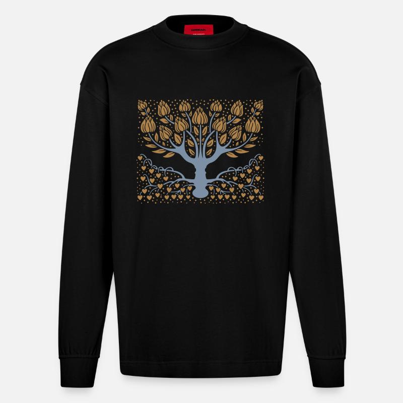 Fantastic tree - Manches longues bio épais oversize fabriqué en UE - SOLID BLACK