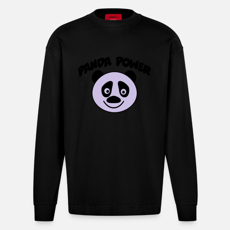 panda - Heavyweight Oversized Organic Langarmshirt Made in EU - SOLID BLACK