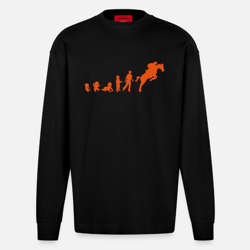 evolution equitation cheval9 obstacle sa - Manches longues bio épais oversize fabriqué en UE - SOLID BLACK