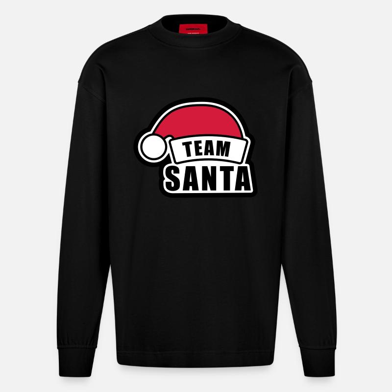 team_santa__f3 - Heavyweight Oversized Organic Langarmshirt Made in EU - SOLID BLACK